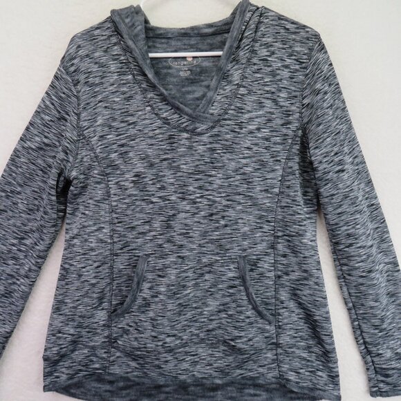 Tangerine Hoodie Womens Large Gray Black Space Dye Pullover Kangaroo Pocket - Picture 2 of 11